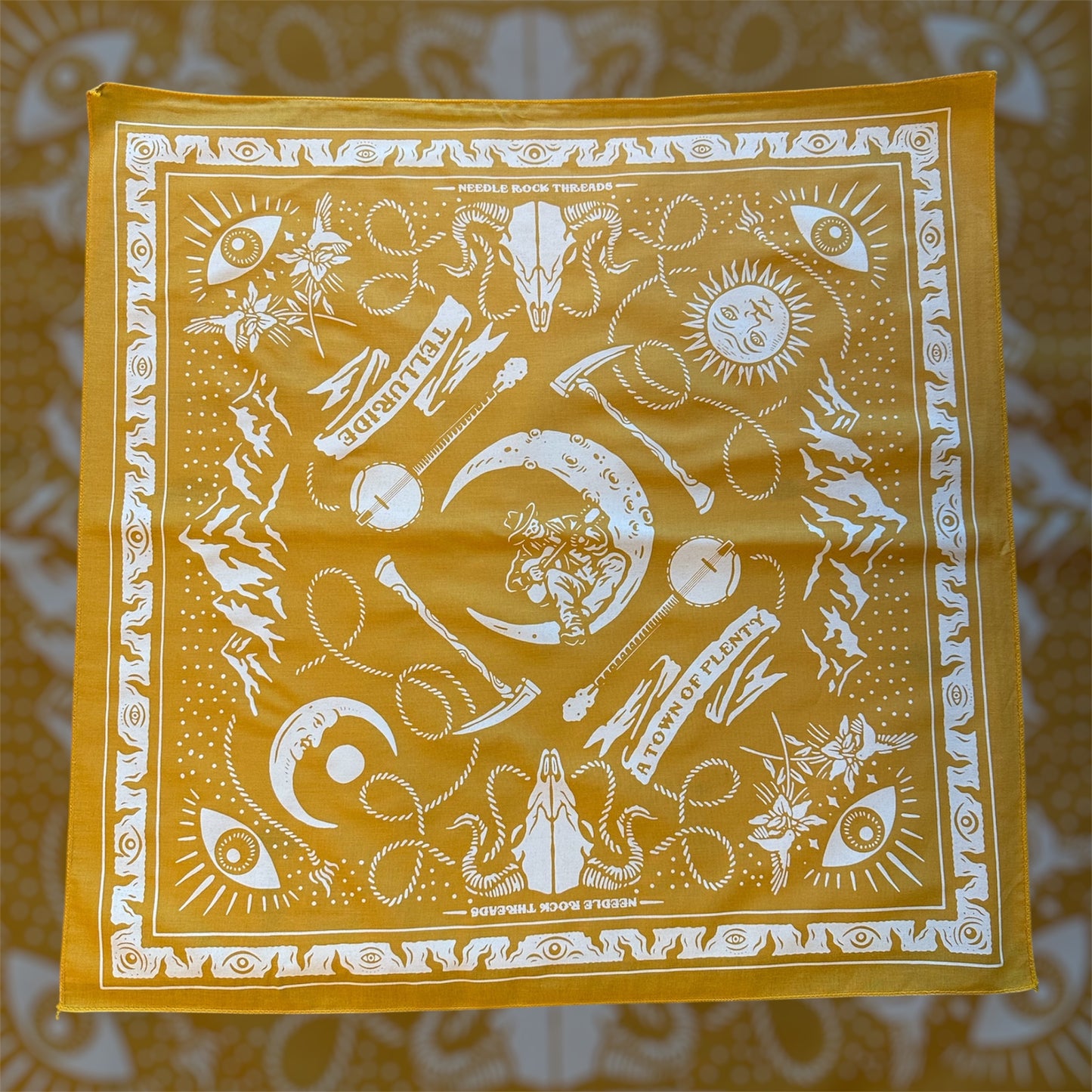 Telluride Cowboy Moon Bandana - Gold