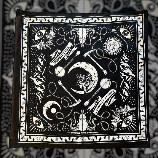 Telluride Cowboy Moon Bandana - Black