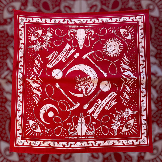 Telluride Cowboy Moon Bandana - Red