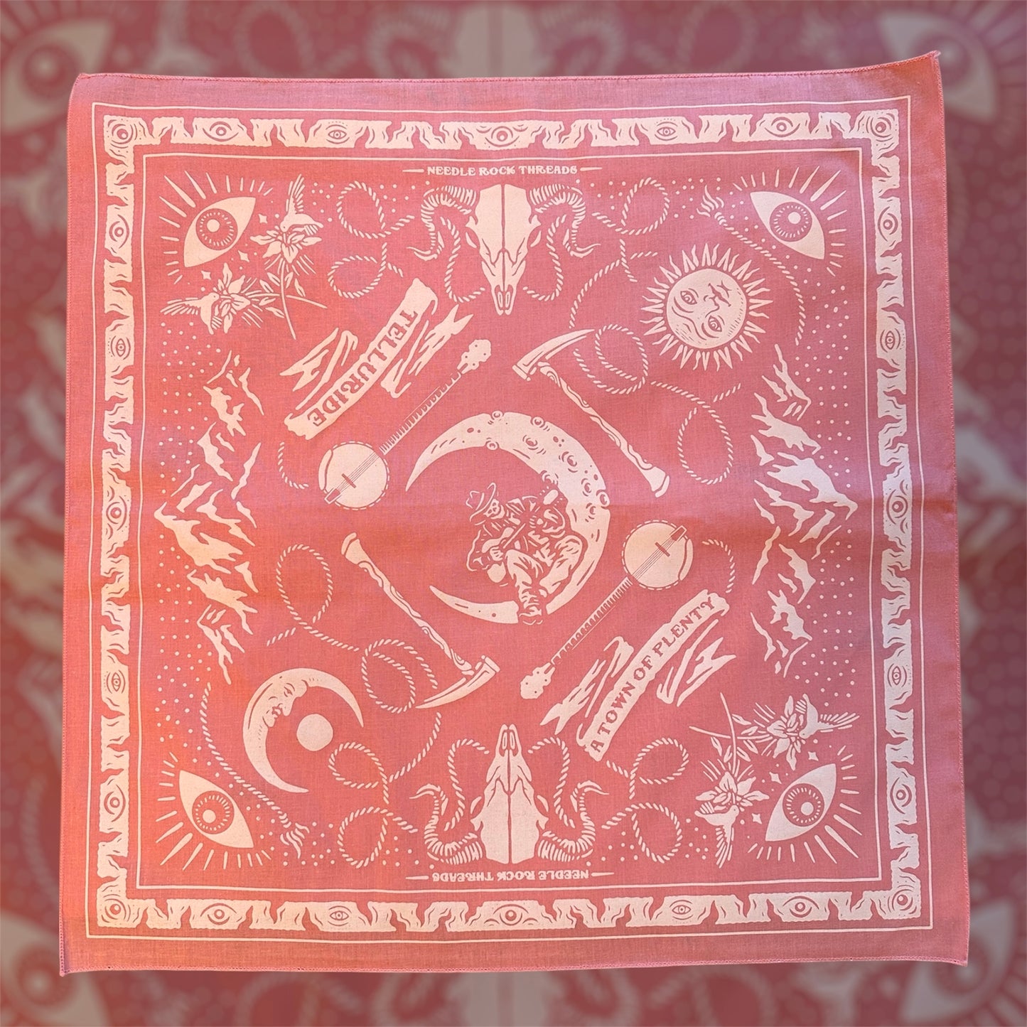 Telluride Cowboy Moon Bandana - Pink