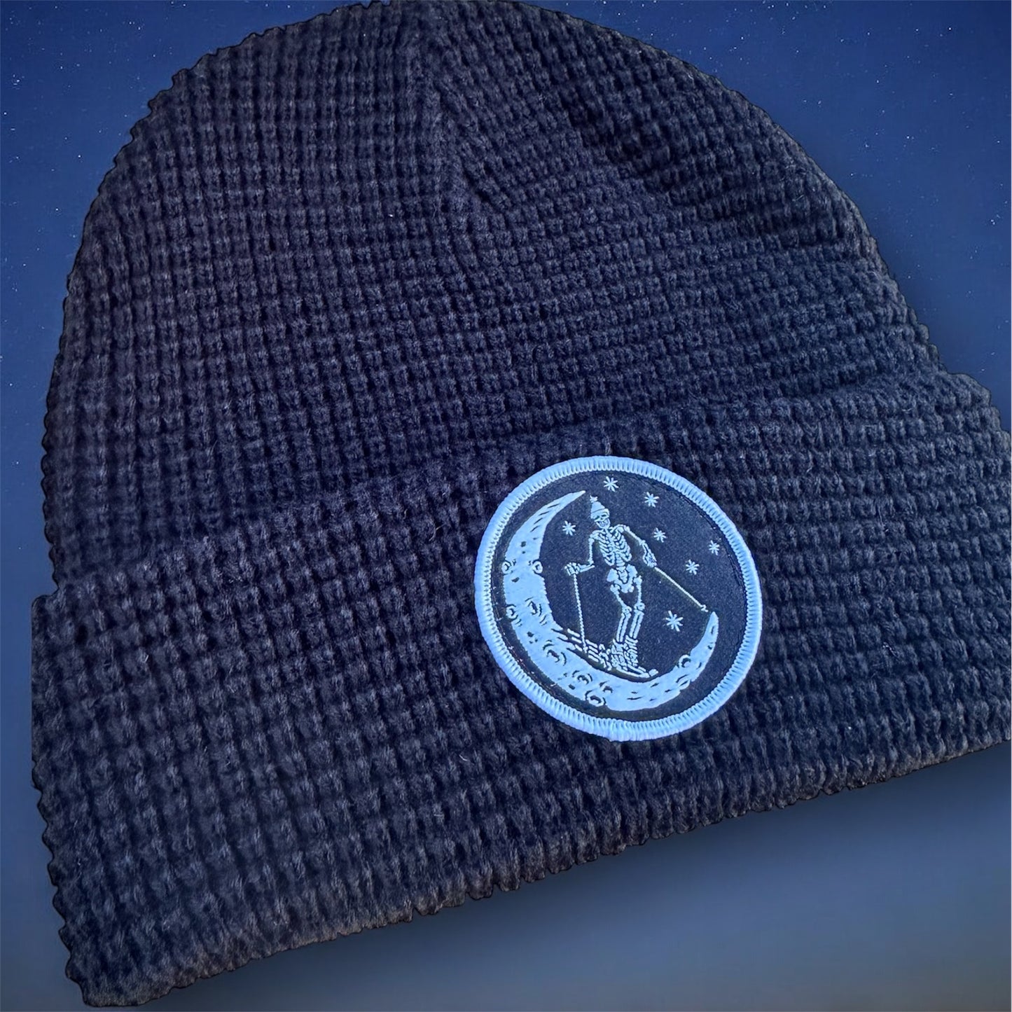 Telluride Moon Ski Waffle Beanie Hat - Black