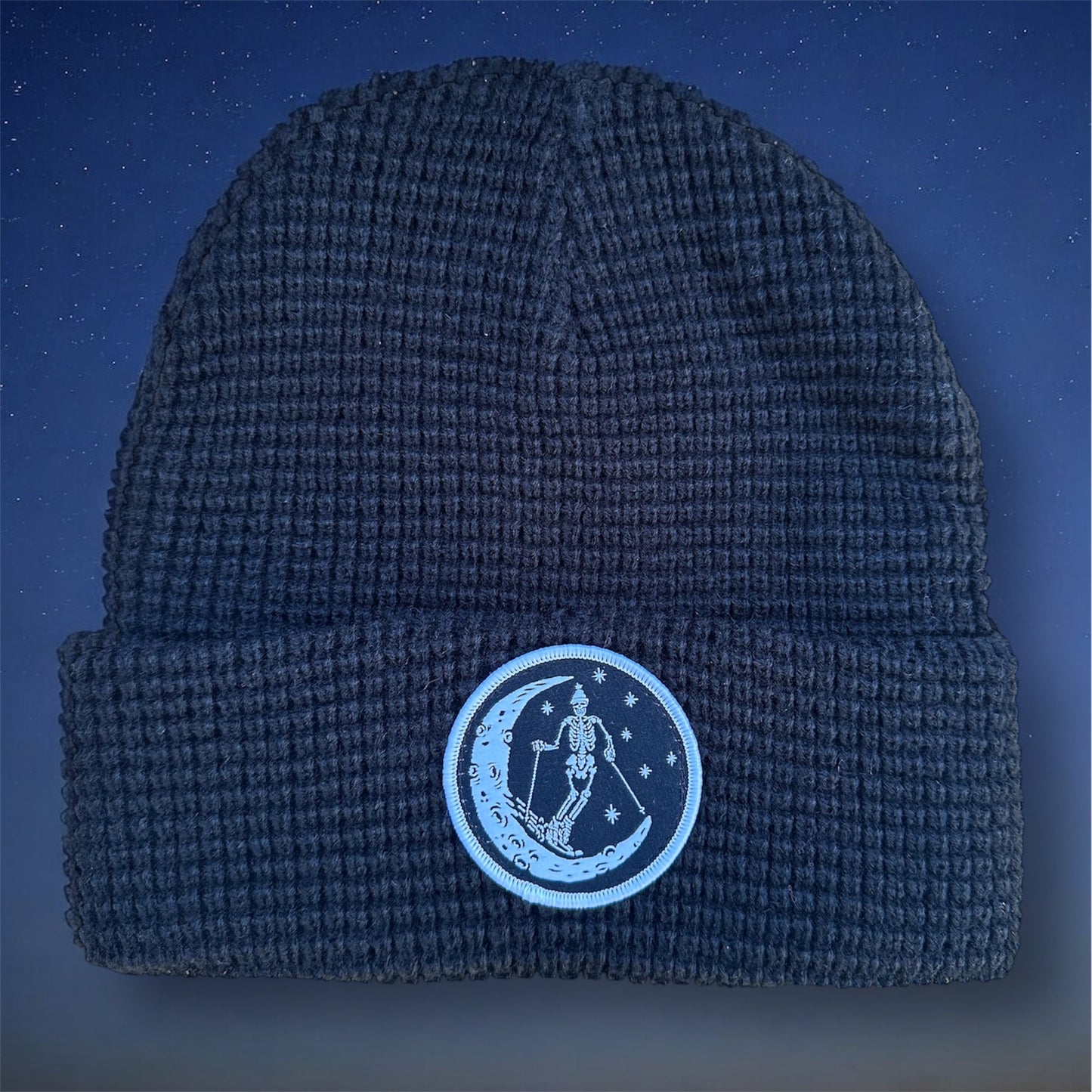 Telluride Moon Ski Waffle Beanie Hat - Black