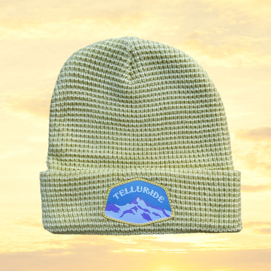 Telluride Waffle Knit Beanie Hat- Yellow