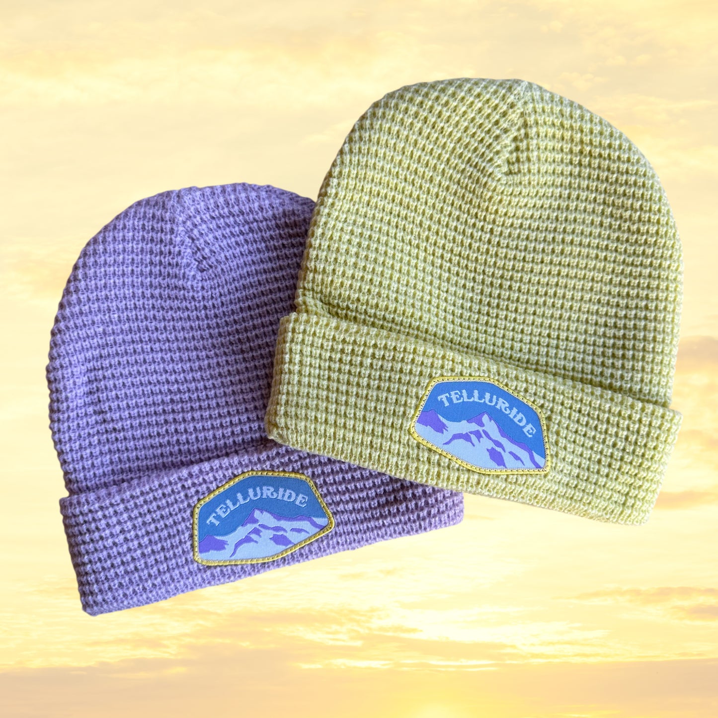 Telluride Waffle Knit Beanie Hat- Yellow