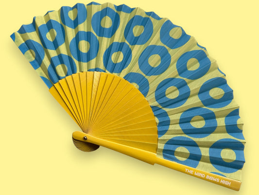 Donut Hand Fan - Yellow Blue