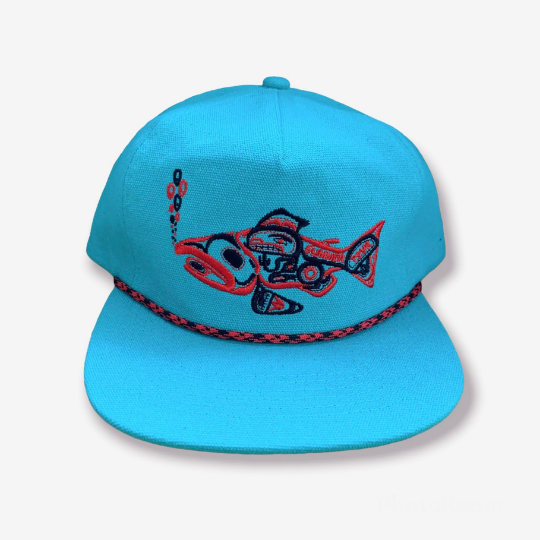 Native Fish Canvas Hat- Teal