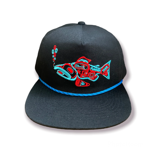 Native Fish Canvas Hat- Black