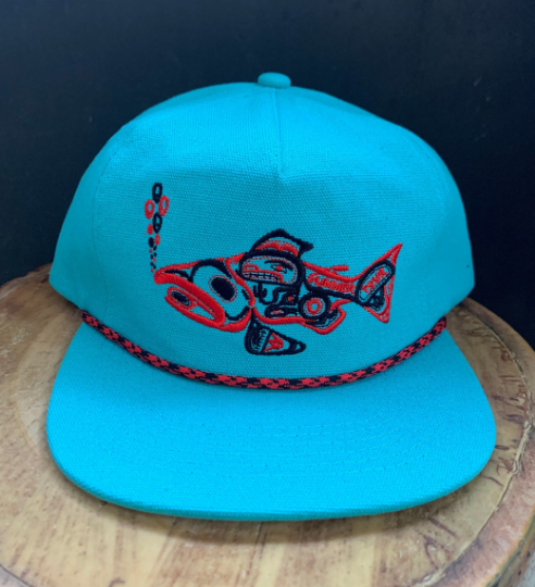 Native Fish Canvas Hat- Teal