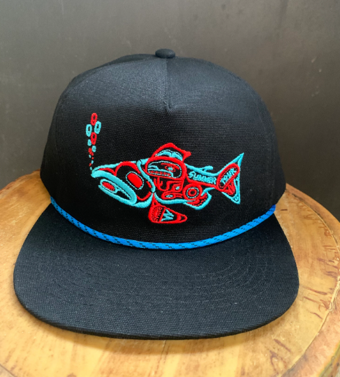 Native Fish Canvas Hat- Black