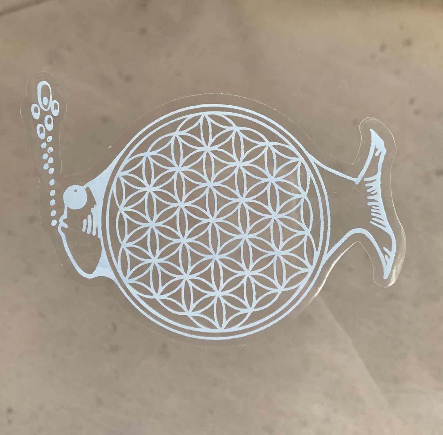 Mandala Fish Sticker Clear White (2)