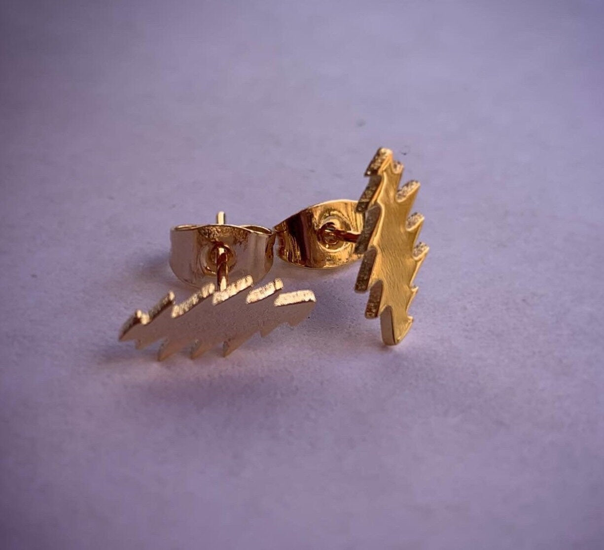 Gold Bolt Stud Earrings