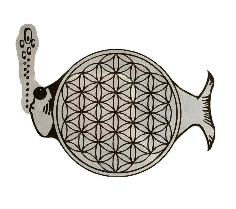 Mandala Fish Sticker Clear Black (2)