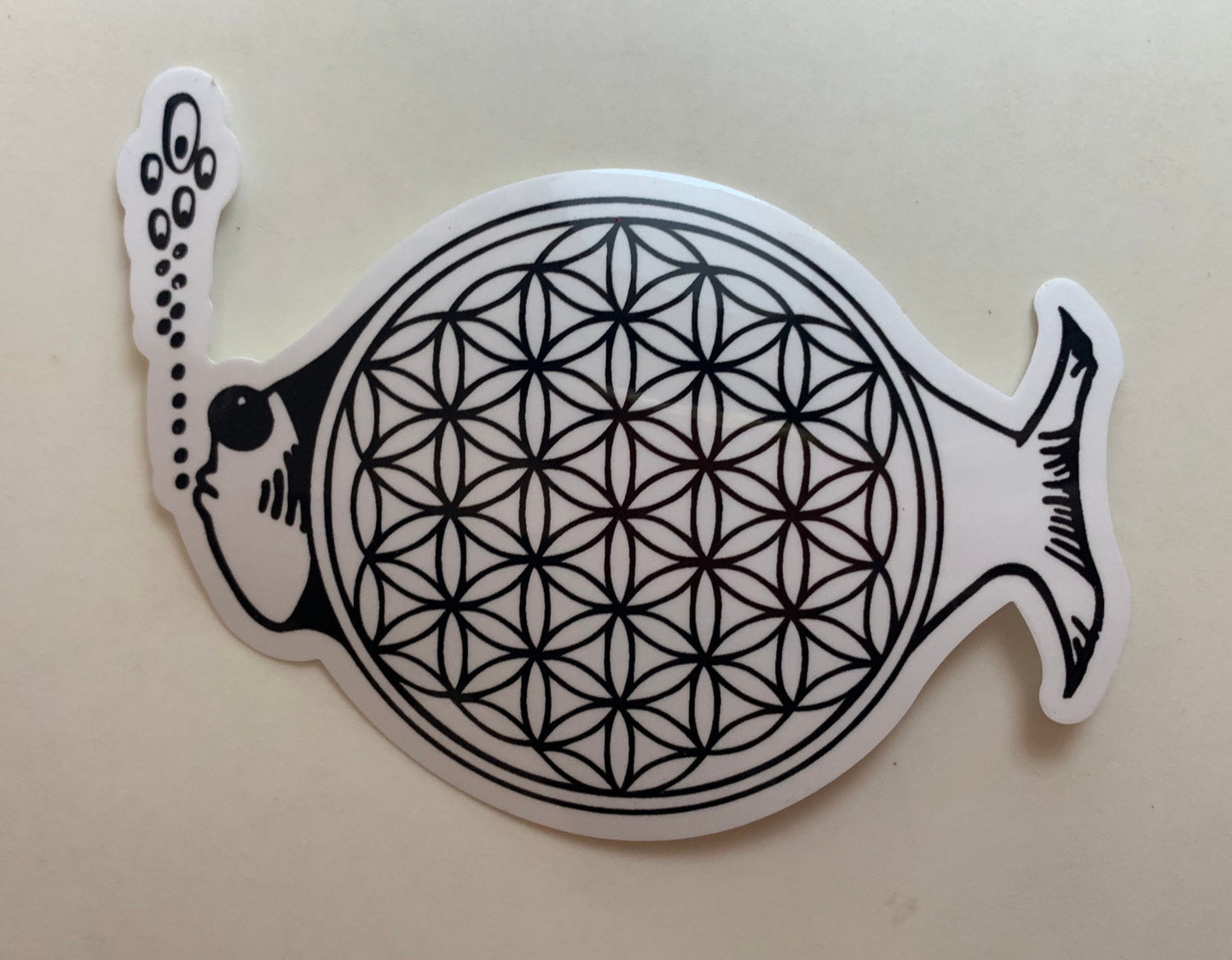 Mandala Fish Sticker Clear Black (2)