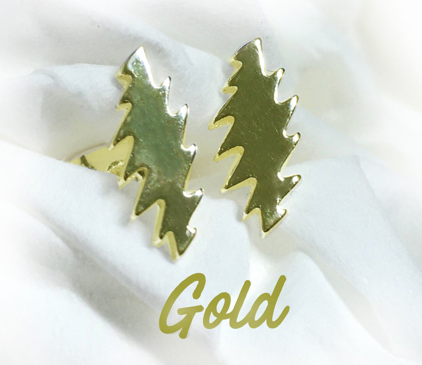 Gold Bolt Stud Earrings