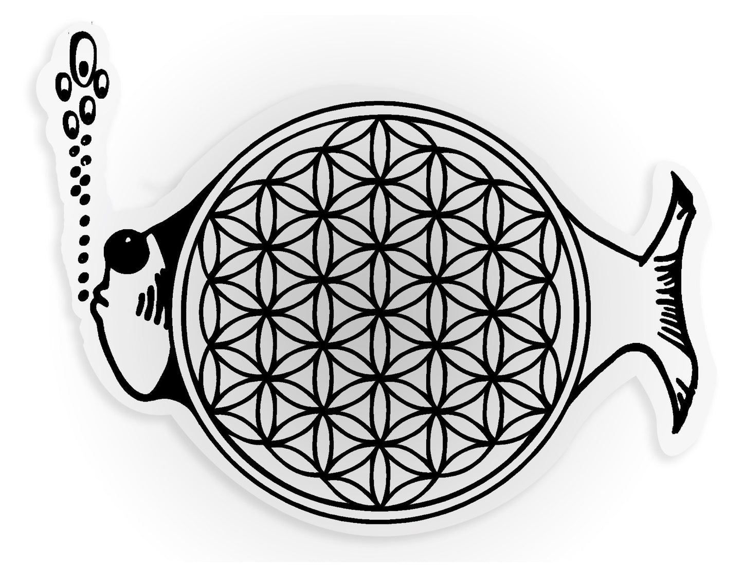 Mandala Fish Sticker Clear Black (2)