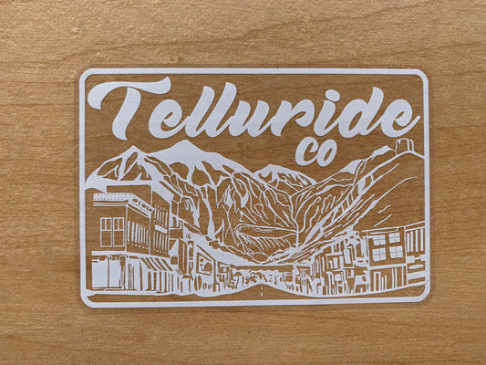 Town of Telluride Clear Stickers White